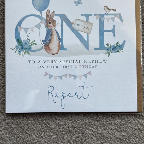 Personalised New Baby Boy Card, Son, Grandson, Nephew, Godson, Little Boy, Welcome to the World