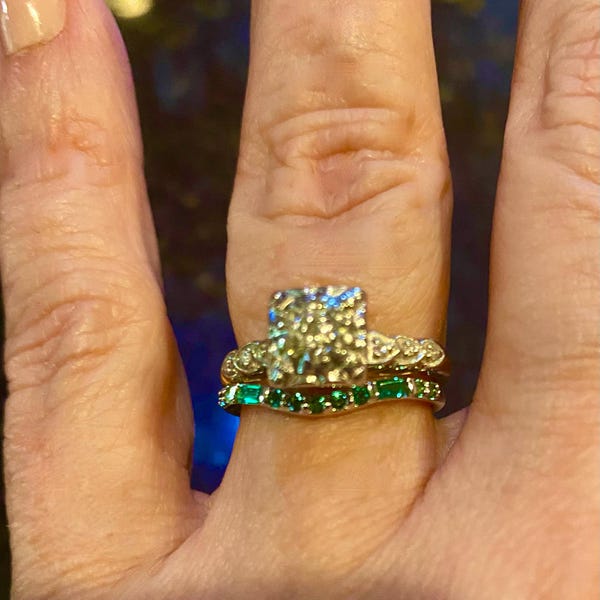 Unique Round Opal Engagement Ring Set Vintage Rainbow Opal Ring Art ...