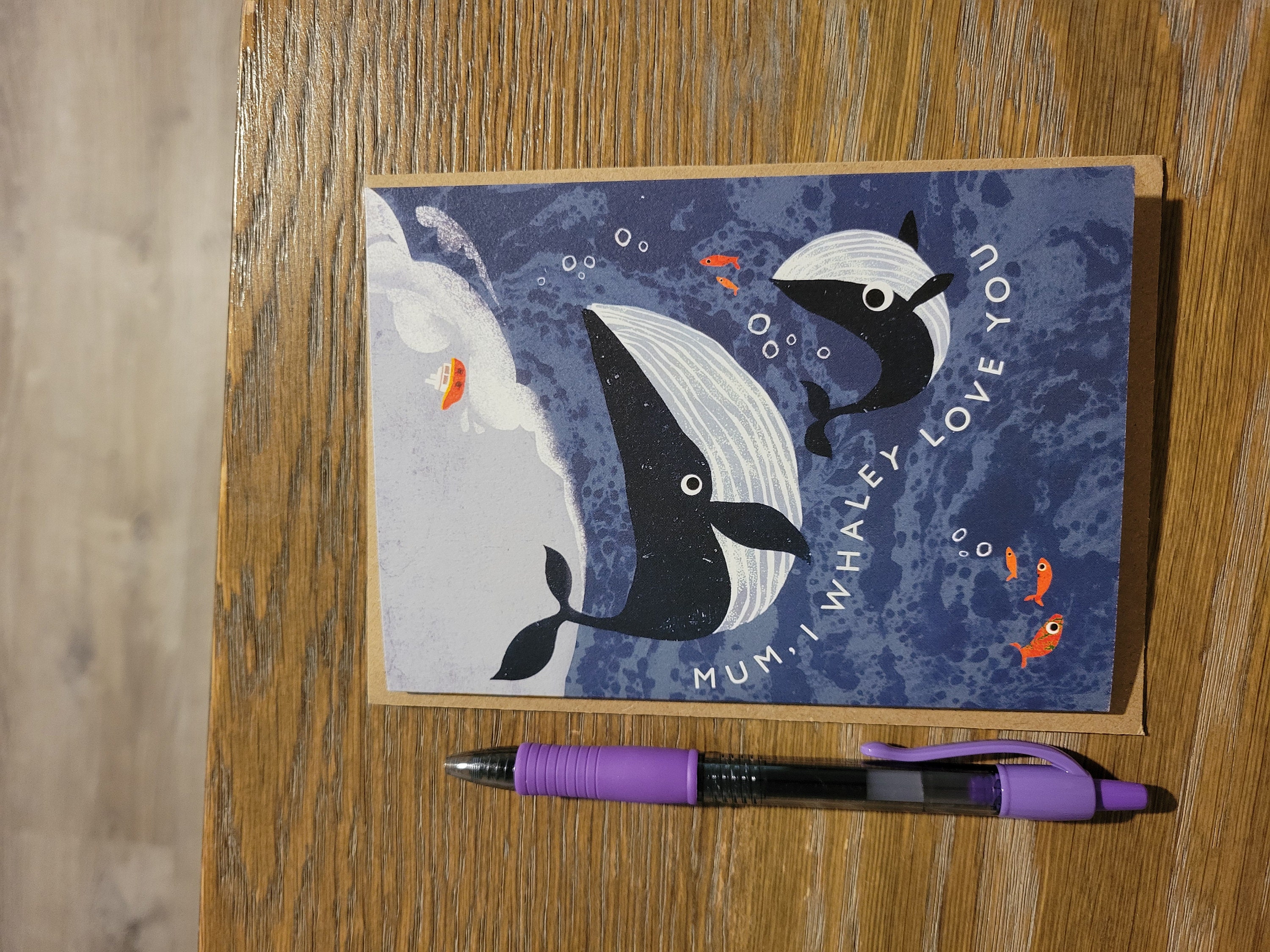 Mum, I Whaley Love You A6 Greeting Card / Mothers Day Whale Card / Illustrated Under the Sea Card for Mother&#39;s Day or Birthday