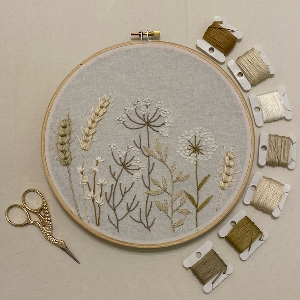 Wildflowers Embroidery Pattern + Video Tutorial, Beginner Embroidery ...