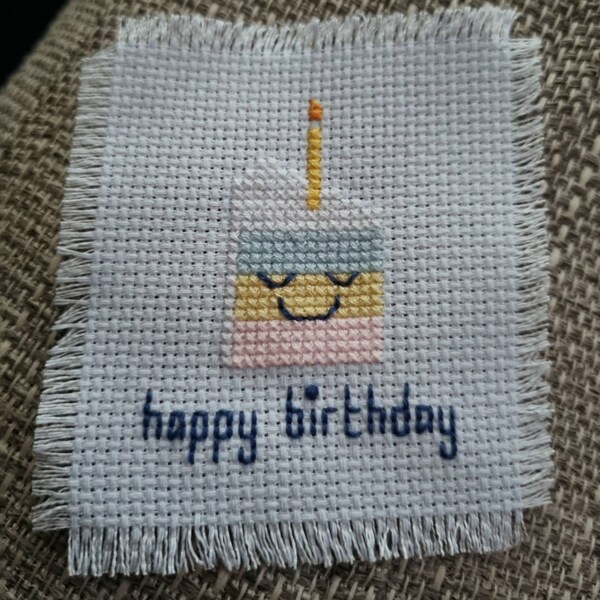 Birthday Cake Card Cross Stitch Pattern - Happy Birthday - Instant ...