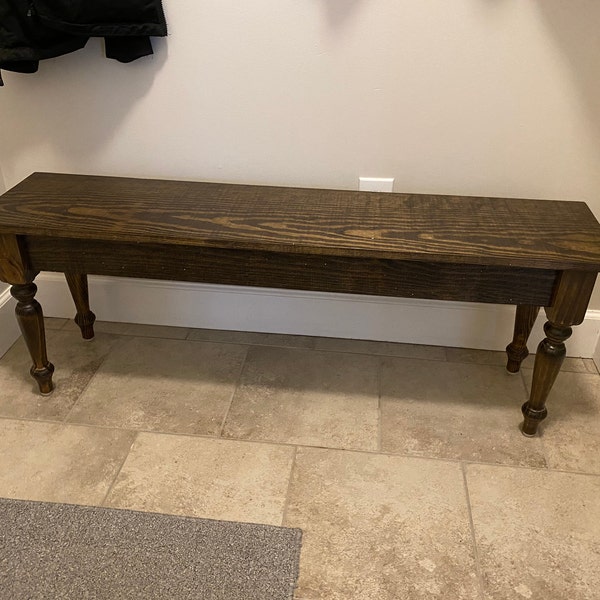 Dark Walnut English Bench / Round Turned Legs / Country Style Bench ...