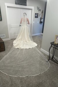 Bridal Lace veil, 1 Layer veil lace Edge, Long veil, 7 meters Lace Veil, Cathedral lace veil, bridal veil with lace for bride