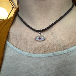 Rainbow Moonstone Ruby Sterling Silver Pendant Necklace - Etsy