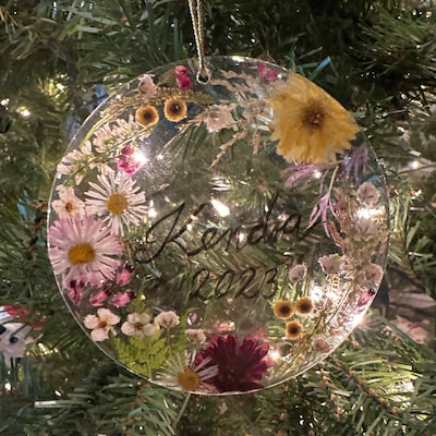 Floral Field Ornament, Real Pressed Flowers Christmas Tree Ornament ...