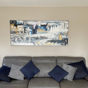 Extra Large Wall Art-original Abstract Painting,blue Grey White Gold ...