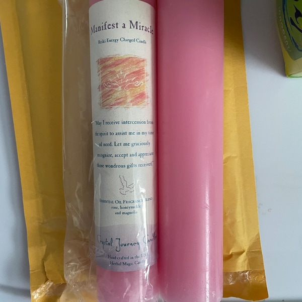 Reiki Charged Intention Candles, 7" Herbal Scented Manifestation Candle ...