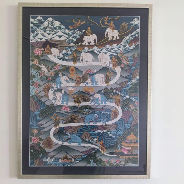 手作りの天国への道タンカ絵画：チベットの瞑想アート - Etsy 日本