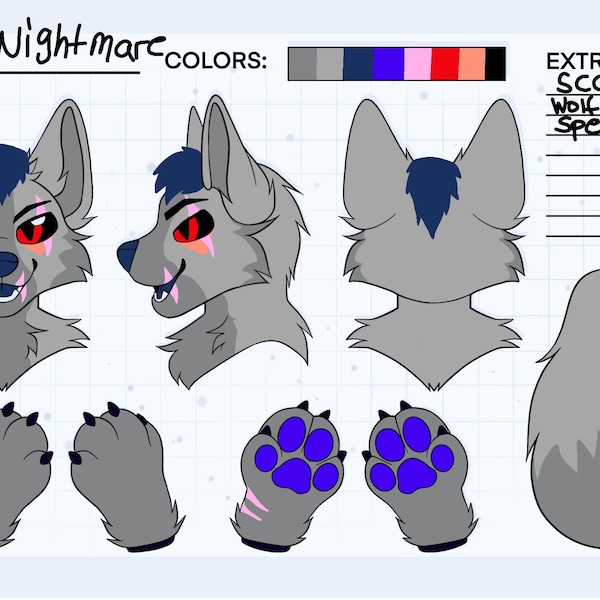 Wolf Fursuit Reference Sheet Base | DIY Furry Coloring Page - Etsy