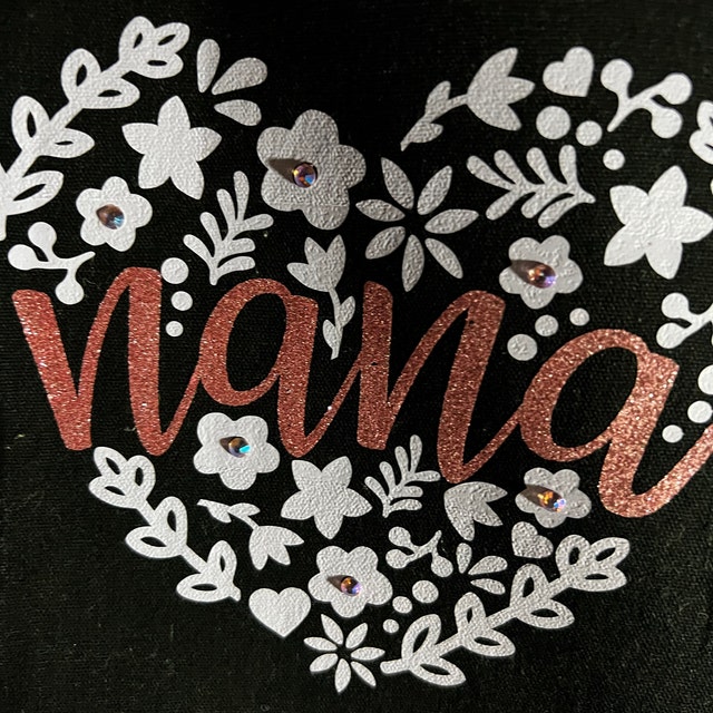 Nana Heart Floral SVG PNG Files for Cutting Machines, Digital
