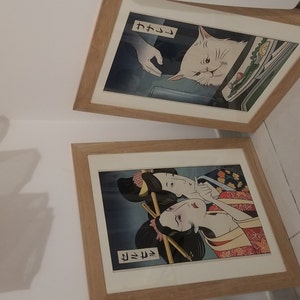 Woman Yelling at Cat Ukiyo-e Style Set of 2 Giclee Prints - Etsy