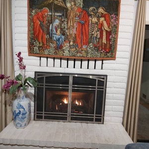 Tapisserie Murale Médiévale 'La Chasse à La Licorne' - 39x39 Pouces (environ 99x99 Cm), Coton Vert, Signare