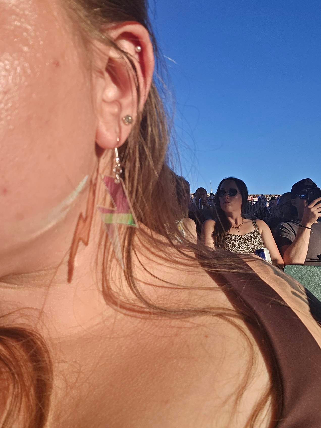 Iridescent Lightning Bolt Earrings, Rainbow Statement Earrings, Thunderbolt Earrings Pierced or Clip-on, Weather Earrings