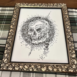Skulls Gothic Picture Frames Silver Black Eclectic Unique Photo Display Metallic Wood  Gift Wall Deco 4x6 5x7 8x10 11x14 16x20 18x24