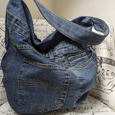 One Pair of Jeans Bag Sewing Pattern, Slouchy Zipper Bag DIY, 2 Sizes ...
