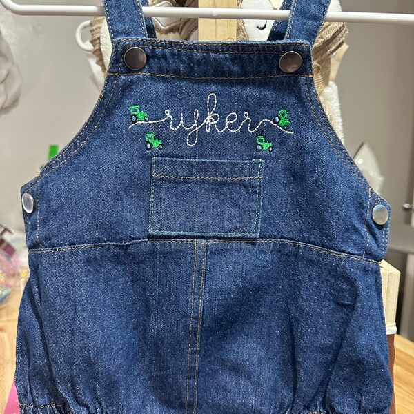 John Vintage Stitch, Bean Stitch Font With Tractor Swashes Machine ...