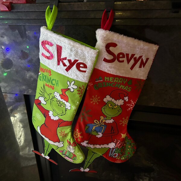 Grinch Custom Christmas Stockings Custom Stockings Grinch Gifts