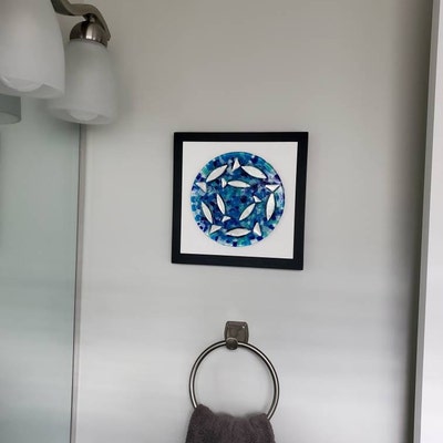 Bathroom Wall Art Glass Art Coastal Decor Ocean Decor Fused Glass Art ...