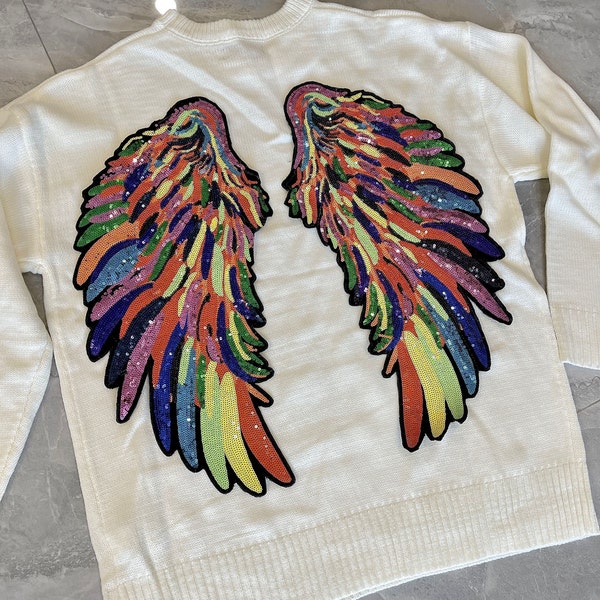 Performance Sequins Angel Wings Multi-color for Vintage Clothes Back ...