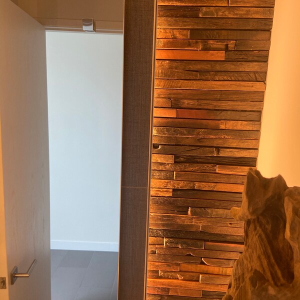Wood Wall Art, Reclaimed Wall Panels, Back Splash, Kitchen, Wood Tiles ...
