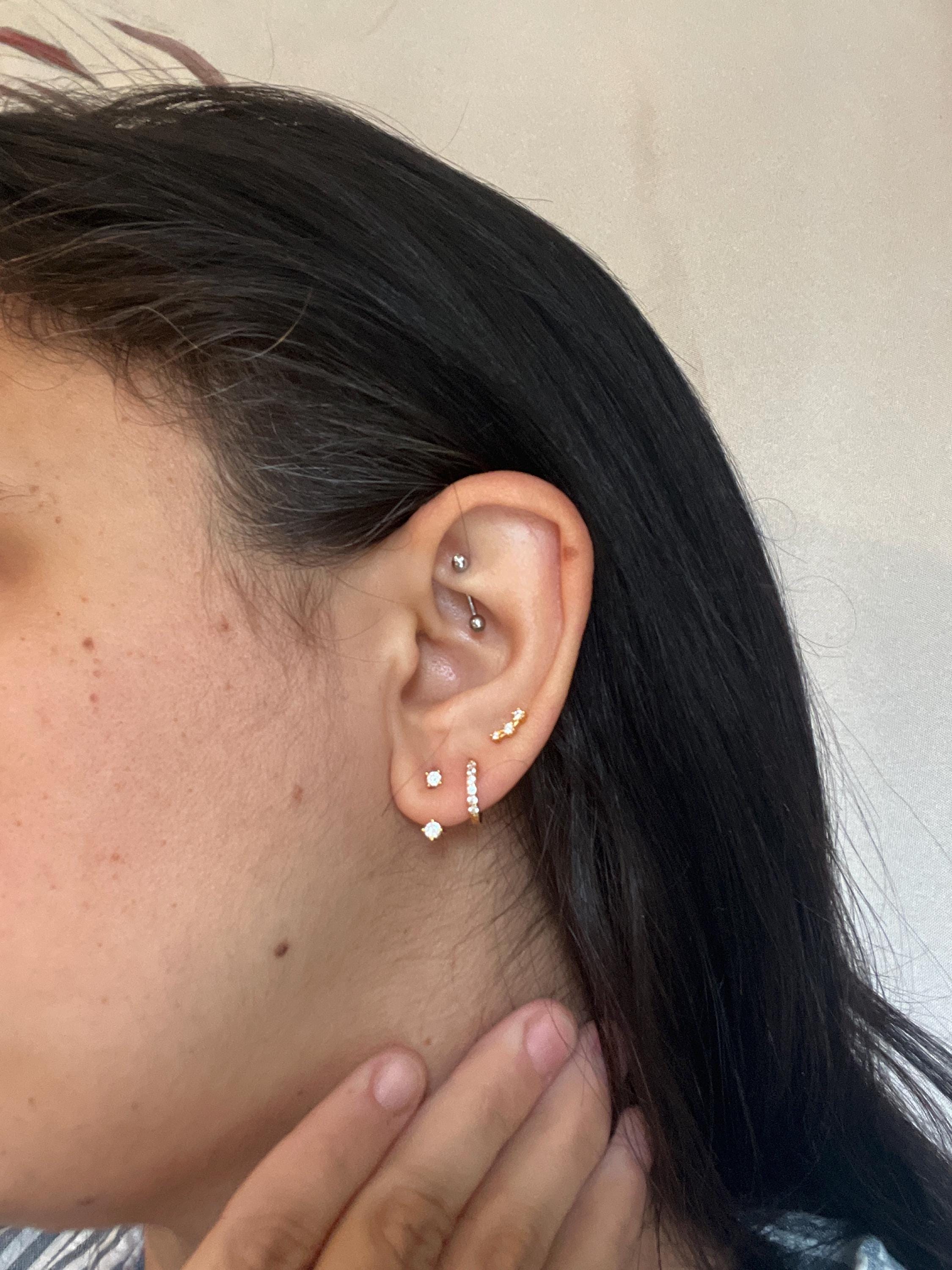 Diamond Earring Set by Caitlyn Minimalist • Set of 3: Dainty Ear Climber, Ear Jacket & Pave Diamond Hoop • Perfect Bridesmaid Gift • ER427