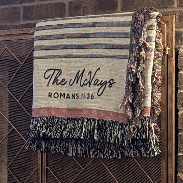 Personalized Woven Throw Blanket | Modern Boho Stripes, Unique Gift for ...