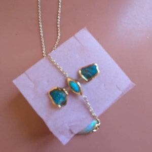 Customer photo from taya m., Large Raw Turquoise Stud Earrings