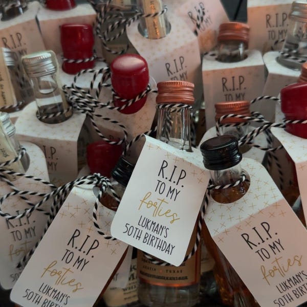 Tag Rip Box RIP to My Forties - Party Favors Mini-alcohol Shot Nips Bottle Tags for ...