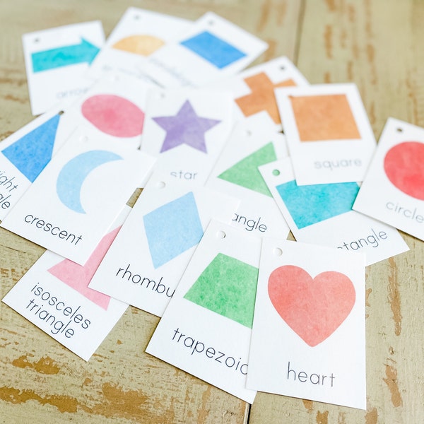 Shapes Flash Cards Printable 2D Geometric Shapes Nomenclature Cards ...