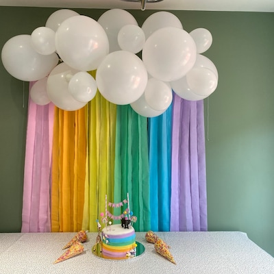 Rainbow Cloud Pastel Party Backdrop, Party Decorations, Birthday Party ...