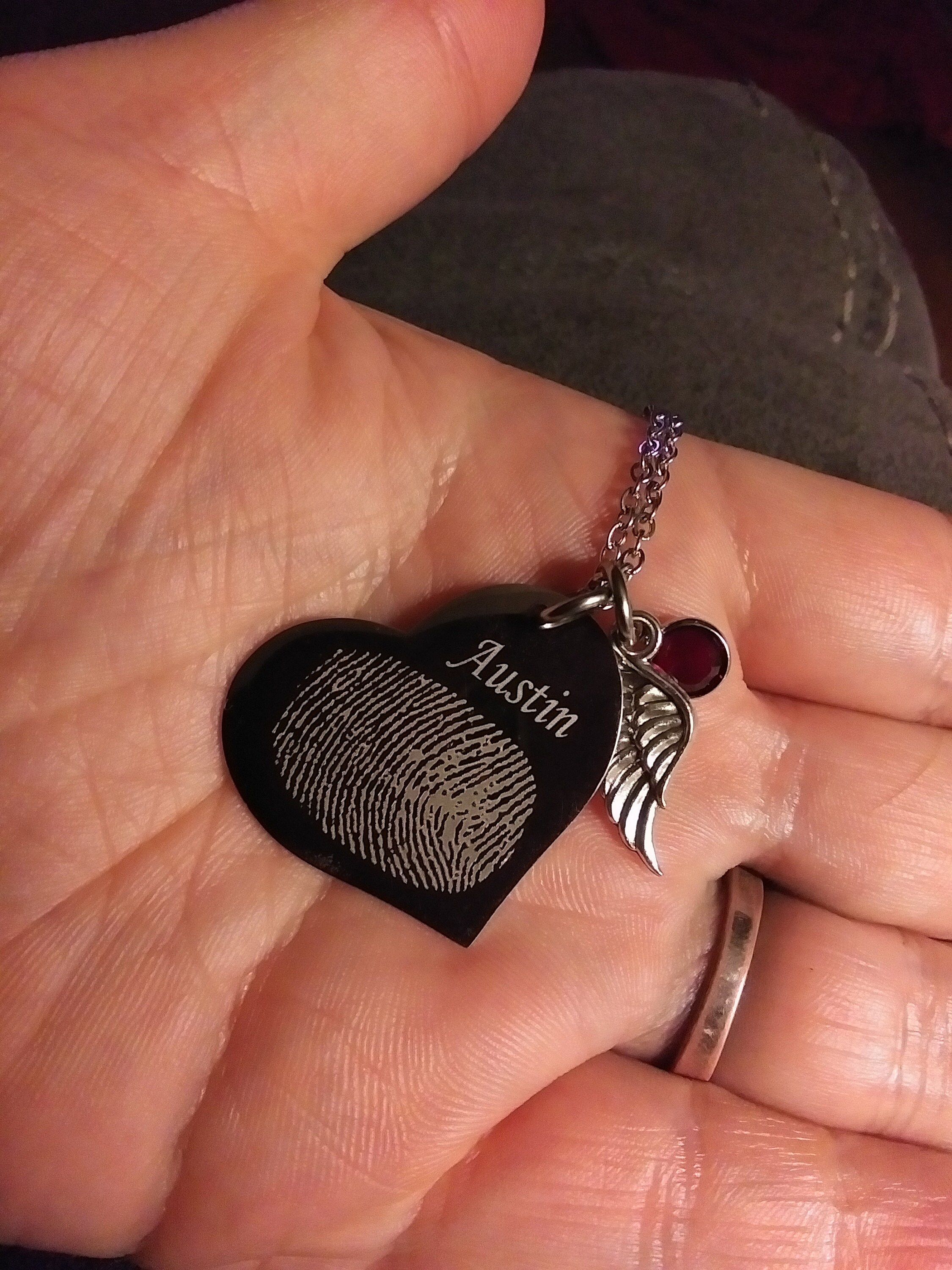 Custom Actual Fingerprint/Footprint Charm Necklace, Delicate Personalized Fingerprint/Pet Footprint Necklace, Women/Infant Loss/Pet Memorial Gift