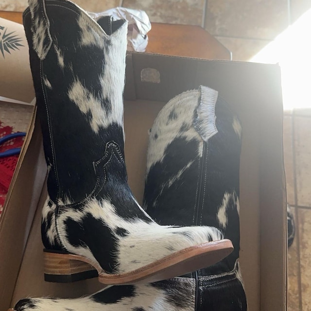 Cowhide Boots Cowgirl Hair on Cowhide Leather Boots Genuine