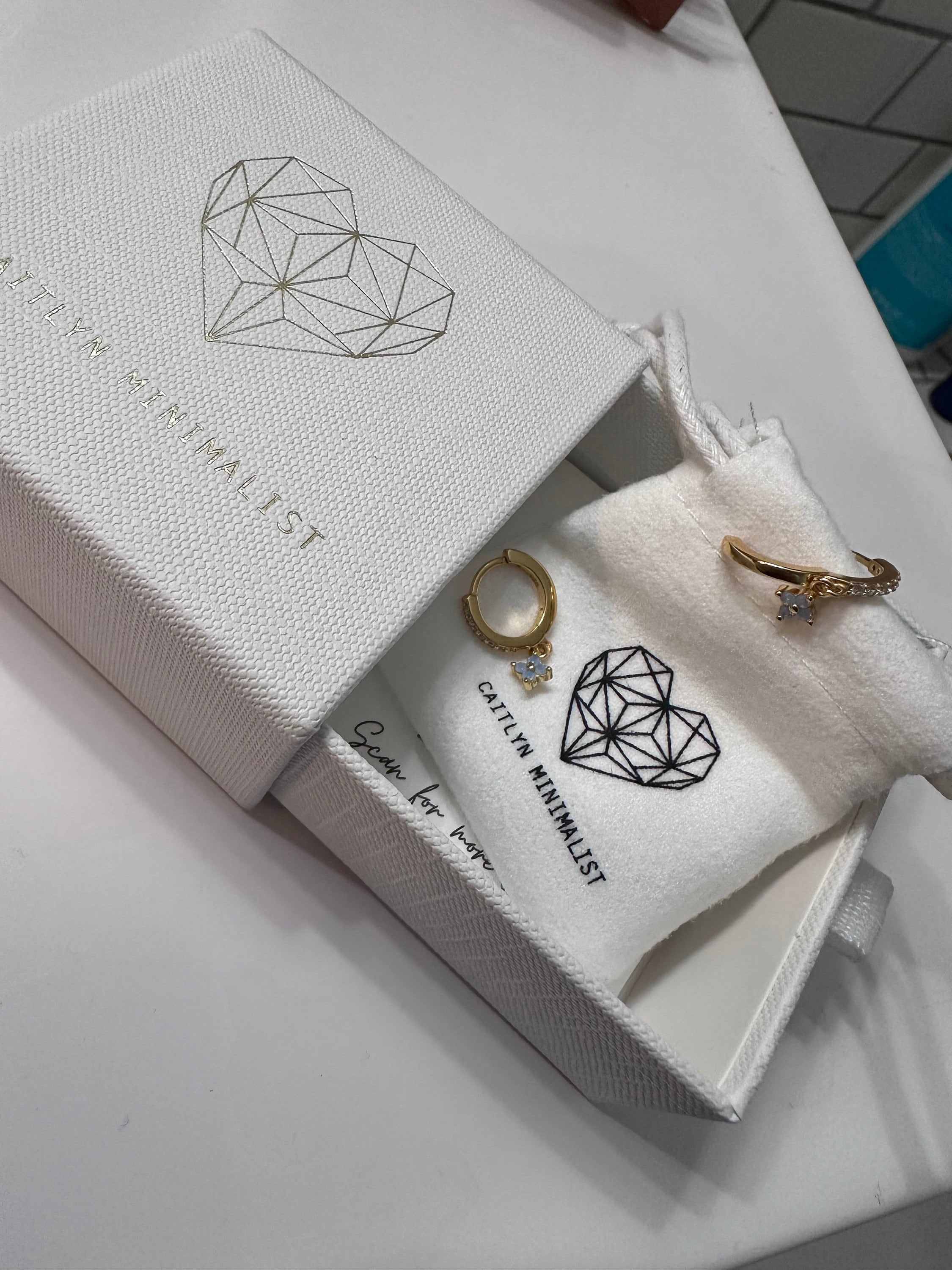 Ivy Flower Blue Earrings by Caitlyn Minimalist • Floral Hoop Earrings, Dangling Charm Huggies, & Stud Earrings • Perfect Bridesmaid Gifts