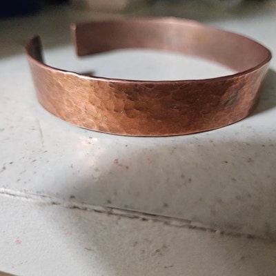 Copper Cuff Textured Flattened Bracelet Hammered Copper Bracelet Pure ...