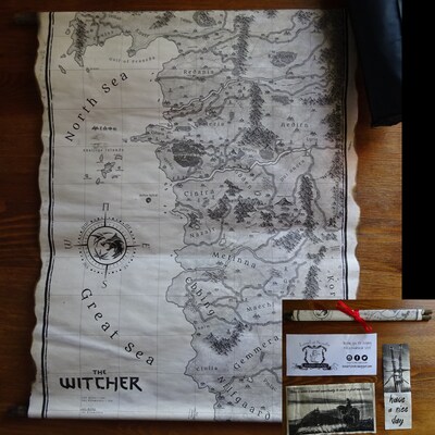 The Witcher Map on Handmade Scroll, Northern Realms Map, the Witcher