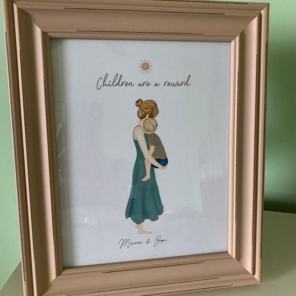 Personalized Framed Wall Art Mother and Son, Birthday Gift for Mom ...