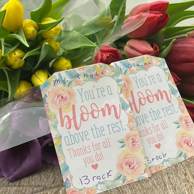 Staff Appreciation Printables Floral Tags Teacher Tags Bloom Teacher ...