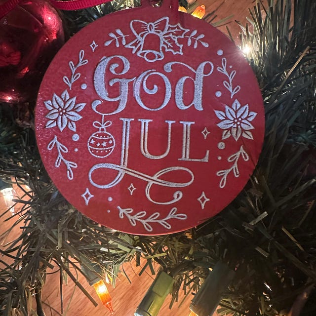 God Jul Svg, Scandinavian Christmas Svg, God Jul Round Ornament