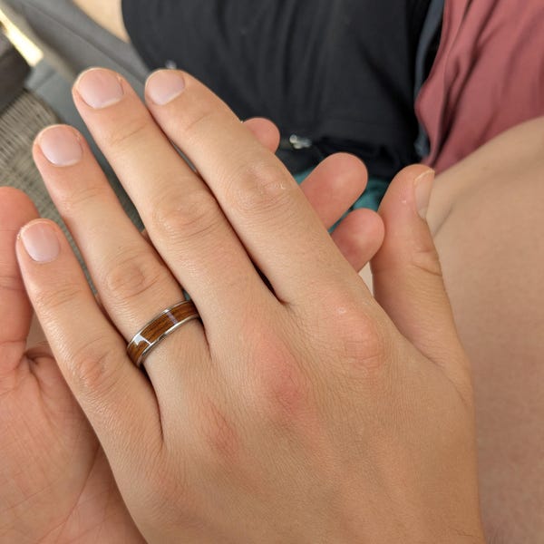 Walnut and Canadian Maple Ring - Wedding Ring - Red and Green Ring ...