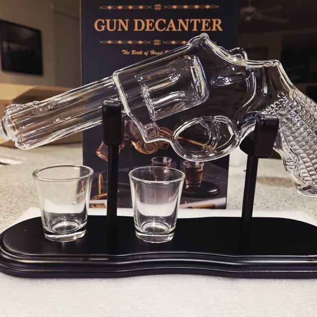 Carafe Bar à Whisky Original Cadeau Homme Kollea Carafe à Whisky Édition Limitée Pistolet - Avec Verres à Shot, Idéal Anniversaire Papa
