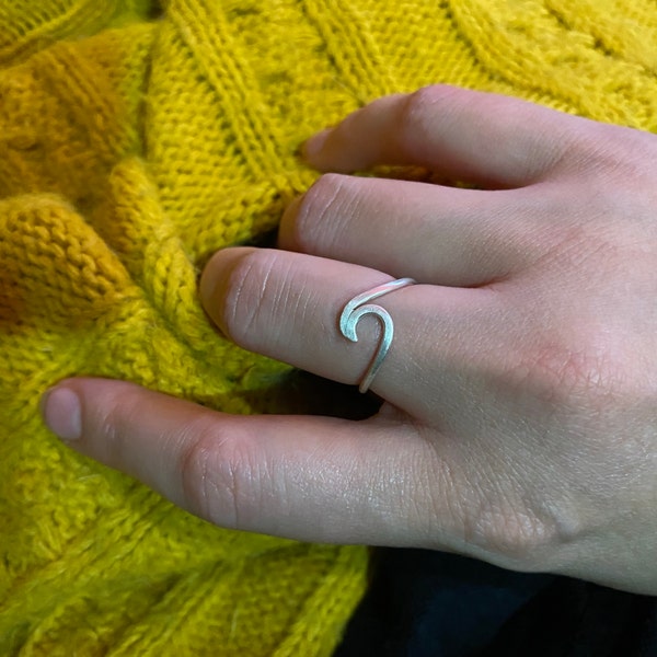 Silver Stackable Rings Ocean Wave Ring, Sterling Silver, Beach Jewellery, Ocean Nautical Ring ...