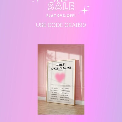 Daily Affirmations Aura Poster, Affirmation Print, Mental Health Poster ...