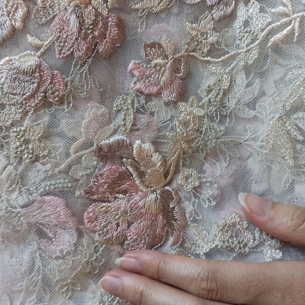 4-colored Floral Lace Fabric/ Romantic Pastel Lace/ Bridal Lace ...