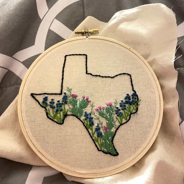 Texas State Embroidery Pattern and Stitch Guide - Digital PDF Instant ...