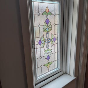 Windimiley Stained Glass Window Privacy Film:3D Colorful Geometric Decorative Frosted Static Cling Bathroom Heat Control Sun Blocking Window Sticker
