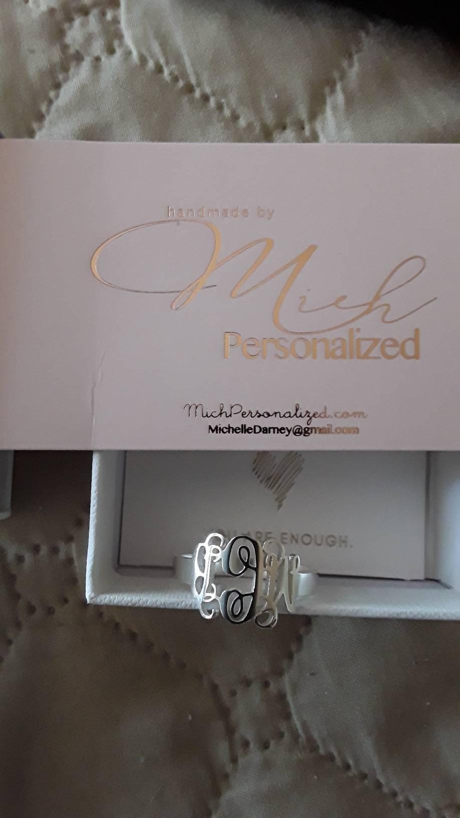 Monogram Ring - Personalized Monogram Ring - Sterling Silver Name Ring - Monogram Ring - Mother Gift - Christmas Gifts