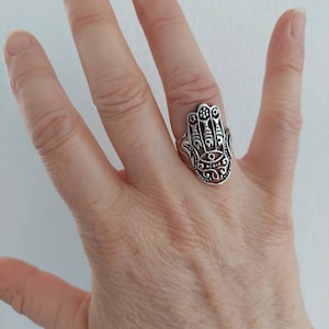 Hamsa Hand Ring 925 Sterling Silver Fatima Protection Hand Hamsa ...