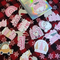 Printable Pink Christmas Sticker Bundle - Digital PNG Stickers - Print ...