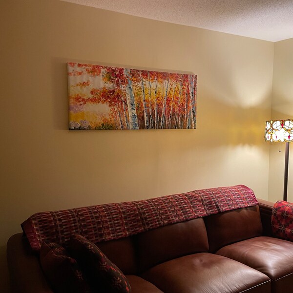 Large Birch Trees Oil Painting on Canvas Boho Wall Decor Autumn Birch ...