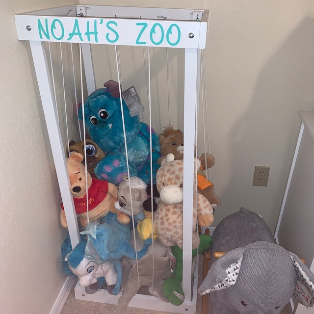 Eniffbaa Stuffed Animal Zoo Stuffed Animal Storage Wood Soft Toy Shelf  Nursery Room Organizer Zoo Cage